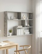 vidaXL Стенен рафт Монтиране на стена Бетонно сиво 95 x 20 x 695 см