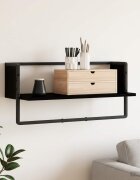 vidaXL Стенен рафт Монтиране на стена Черен дъб 65 x 25 x 30 cm