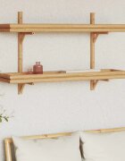 vidaXL Стенен рафт Монтиране на стена Кафяво 100 x 26 x 60 см бамбук