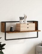 vidaXL Стенен рафт Монтиране на стена Старо дърво 65 x 25 x 30 cm