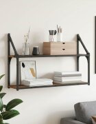 vidaXL Стенен рафт Монтиране на стена Старо дърво 80 x 21 x 51 cm