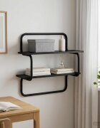 vidaXL Стенен рафт на 2 нива Черен дъб 40 x 245 x 61 см