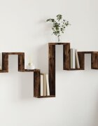 vidaXL Стенен рафт опушен дъб 1045x10x43 см инженерно дърво