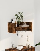 vidaXL Стенен рафт опушен дъб 705x35x305 см инженерно дърво