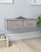vidaXL Стенен рафт с чекмеджета бетонно сив 60x26x185 см