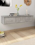 vidaXL Стенен рафт с чекмеджета бетонно сив 88x26x185 см