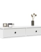 vidaXL Стенен рафт с чекмеджета бял 100x375x19 см инженерно дърво