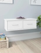 vidaXL Стенен рафт с чекмеджета бял 60x26x185 см инженерно дърво
