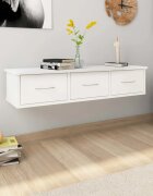 vidaXL Стенен рафт с чекмеджета бял 88x26x185 см инженерно дърво