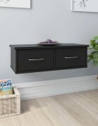 vidaXL Стенен рафт с чекмеджета черен 60x26x185 см инженерно дърво