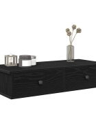 vidaXL Стенен рафт с чекмеджета черен 80x34x17 см инженерно дърво
