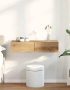 vidaXL Стенен рафт с чекмеджета дъб артизан 80x33x17см инженерно дърво