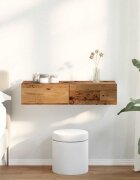 vidaXL Стенен рафт с чекмеджета старо дърво 80x33x17см инженерно дърво