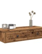 vidaXL Стенен рафт с чекмеджета старо дърво 80x34x17см инженерно дърво