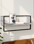 vidaXL Стенен рафт с шина сив сонома 65x25x30 см