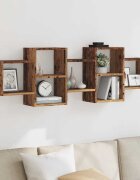 vidaXL Стенен рафт старо дърво 129x18x42 см инженерно дърво