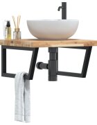 vidaXL Стенен рафт за мивка стомана и масивно дърво акация
