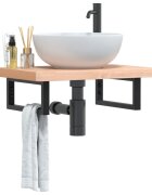 vidaXL Стенен рафт за мивка стомана и масивно дърво бук