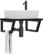 vidaXL Стенен рафт за мивка стомана и масивно дърво дъб