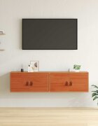 vidaXL Стенен шкаф 2 бр. Кафяво с восъчно покритие 60 x 30 x 30 cm