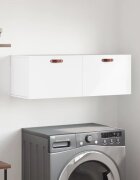 vidaXL Стенен шкаф бял 100x365x35 см инженерно дърво