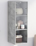 vidaXL Стенен шкаф със стъклени врати бетонно сив 35x37x100 см