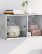 vidaXL Стенен шкаф със стъклени врати бетонно сив 685x37x35 см
