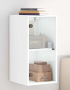 vidaXL Стенен шкаф със стъклени врати бял 35x37x685 см
