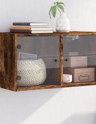 vidaXL Стенен шкаф със стъклени врати опушен дъб 685x37x35 см