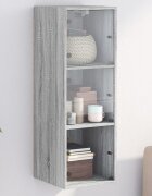 vidaXL Стенен шкаф със стъклени врати сив сонома 35x37x100 см