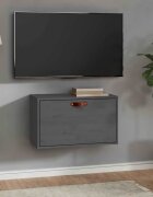 vidaXL Стенен шкаф сив 60x30x35 см борово дърво масив