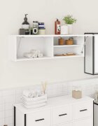 vidaXL Стенен шкаф за баня бял 100x25x30 см инженерно дърво