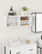 vidaXL Стенен шкаф за баня бял 80x25x30 см инженерно дърво