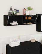 vidaXL Стенен шкаф за баня черни 100x25x30 см инженерно дърво