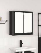 vidaXL Стенен шкаф за баня с огледало Черен дъб 60x21x60 cm