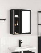 vidaXL Стенен шкаф за баня с огледало черно и дъб 50x21x60 cm