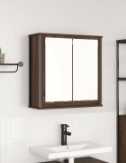 vidaXL Стенен шкаф за баня с огледало кафяв дъб 60x21x60 cm