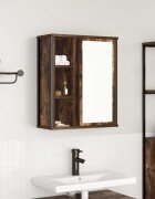 vidaXL Стенен шкаф за баня с огледало опушен дъб 50x21x60 cm