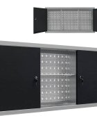 vidaXL Стенен шкаф за инструменти индустриален метал сиво и черно