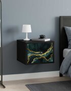 vidaXL Стенен шкаф за нощно шкафче WIJHE Черен дъб 36 x 33 x 25 см