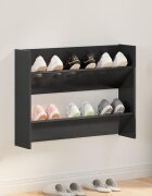 vidaXL Стенен шкаф за обувки черен гланц 80x18x60 см инженерно дърво