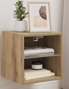 vidaXL Стенен шкаф за телевизор с LED осветление Artisan Oak