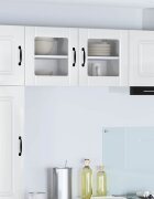 vidaXL Стенен стъклен шкаф LUCCA 2 бр. Бял гланц Инженерна дървесина