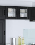vidaXL Стенен стъклен шкаф LUCCA 2 бр. Черно Инженерна дървесина