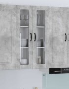 vidaXL Стенен стъклен шкаф LUCCA Бетонно сиво 60 x 31 x 100 см