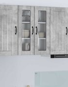 vidaXL Стенен стъклен шкаф LUCCA Бетонно сиво 60 x 31 x 80 см