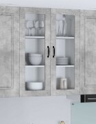 vidaXL Стенен стъклен шкаф LUCCA Бетонно сиво 80 x 31 x 100 см