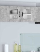 vidaXL Стенен стъклен шкаф LUCCA Бетонно сиво 80 x 31 x 40 см