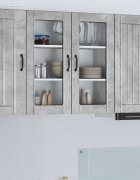 vidaXL Стенен стъклен шкаф LUCCA Бетонно сиво 80 x 31 x 80 см