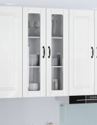 vidaXL Стенен стъклен шкаф LUCCA Бял гланц 60 x 31 x 100 см